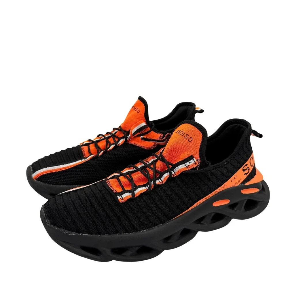 Men's Black Orange Athletic Running Sneakers‎ Shoes 